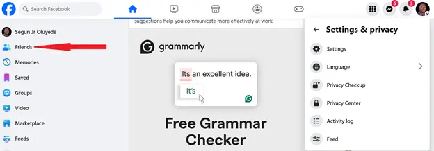 lista de amigos en Facebook