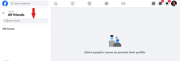 introducir nombre en barra de búsqueda en Facebook