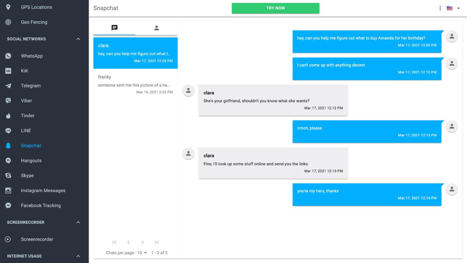 monitorear Snapchat en iPhone